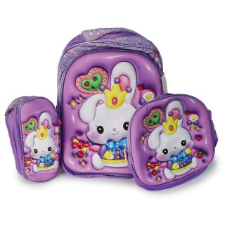Mochila Escolar Grande Reforzada Con Lonchera Y Lapicera Morada Conejo Luces De Colores 40 Cm | Mafu BBM1412