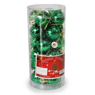 Esferas Navideñas Mini De Plástico Metalizadas Grabadas En Bote Con 24 Esferas De 2.2 Cm Verdes 13 Cm | WD-009-1