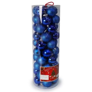 Esferas Navideñas Grandes De Plástico De 5.5 Cm Metalizadas En Bote Con 50 Esferas Azules 51 Cm | WD-0032-2