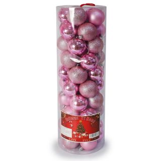 Esferas Navideñas Grandes De Plástico De 5.5 Cm Metalizadas En Bote Con 50 Esferas Rosas 51 Cm | WD-0032-2