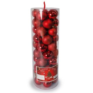 Esferas Navideñas Grandes De Plástico De 5.5 Cm Metalizadas En Bote Con 50 Esferas Rojas 51 Cm | WD-0032-2