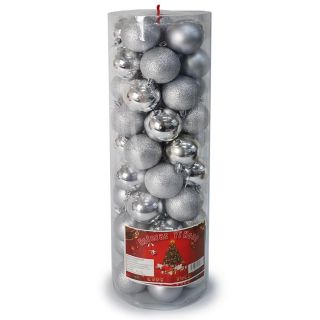 Esferas Navideñas Grandes De Plástico De 5.5 Cm Metalizadas En Bote Con 50 Esferas Plateadas 51 Cm | WD-0032-2