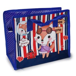 Bolsa De Asa Chica Textil Con Cierre Rectangular Estampada Animales Varios Colores 24.5 x 20 Cm | G261-26G-1