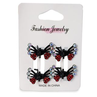 Pinzas Mini De Metal Mariposas En Color Negro Con Puntas Cubiertas De Piedras Colores Blíster 9 Cm | XQ-46-764