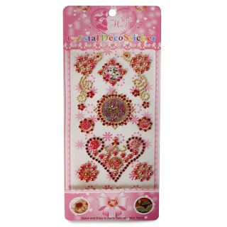 Sticker Planilla Grande Con Piedras Decorativas Figuras En Color Rojo Blíster Rosa 25 Cm | WT-3213A