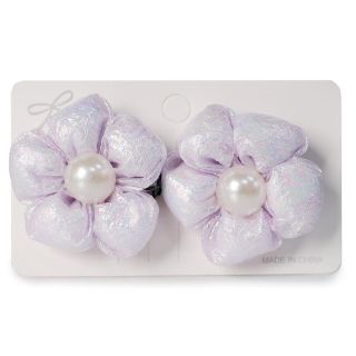 Picos Garza Chicos De Metal Con Flores De Peluche Colores Tornasol Y Perlas Blíster 2 Piezas 4 Cm | YZ-F-19