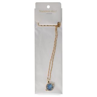 Collar Delgado De Acero Inoxidable Cadena Delgada Plana Con Dije Figuras Ovaladas Colores 19 Cm | YZ-E-84