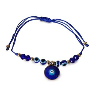 Pulsera Delgada De Hilo Ajustable Con Línea De Piedras Y Ojo Turco Color azul Modelos 9 Cm | YZ-F-13