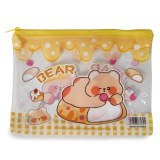 Lapicera Escolar Grande De Hule Estampada Ositos Varios Colores Cierre 22 x 16 Cm | YZ-D-35