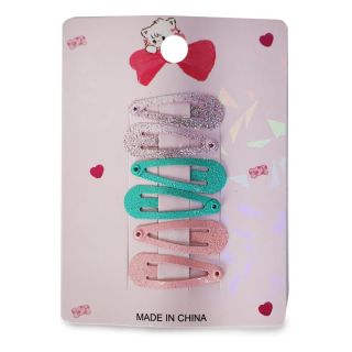 Cucas Mini De Metal Triangulares Cubiertas De Glitter En Blíster Rosa 6 Piezas 10 Cm | XH8316