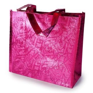 Bolsa De Asa Ecológica Mediana Metalizada Grabada Líneas Varios Colores 28 x 25.5 Cm | XH8105