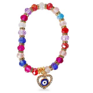 Pulsera Elástica Con Línea De Perlas Y Cristales Con Dije Religiones Varios Colores 9 cm | XH7936
