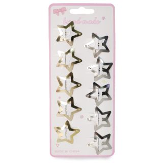 Cucas Chicas De Metal En Color Dorado Y Plateado De Estrellas Blíster Blanco Rosa 20 Cm | XH7973
