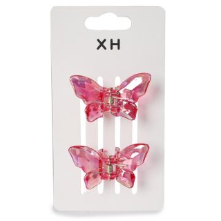 Pinzas Chicas De Acrílico En Forma De Mariposa Colores Transparentes Blíster 2 Pinzas 4.5 Cm | XH8120