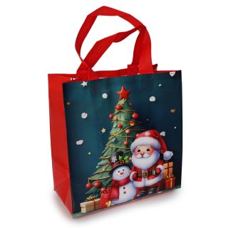 Bolsa Ecológica Textil Chica Con Estampado Santas Navideños Infantiles Varios Colores 23 x 22 Cm | XH8199