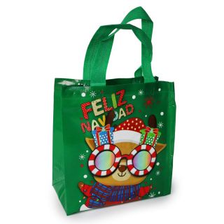 Bolsa Ecológica Textil Chica Con Estampado Muñecos Navideños Lentes Varios Colores 23 x 22 Cm | XH8200