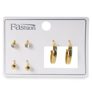 Aretes Chicos Con Perlas Piedras Y Par De Arracadas Con Broche Color Dorado Figuras 6.5 Cm | XH8238