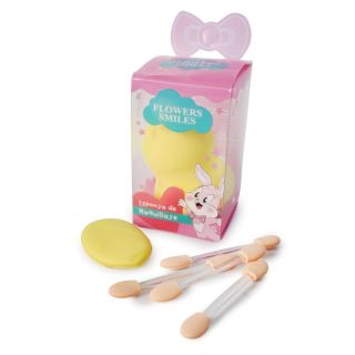 Esponja Puff Y Aplicadores Chicos De Colores Figuras De Colores En Caja Rosa Conejita 8 Cm | HM26K-118