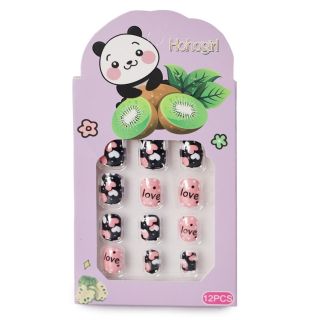 Uñas Postizas Infantiles Cuadras Estampadas De Colores Caja Estampada Animales Frutas 14 Cm | HM26K-122