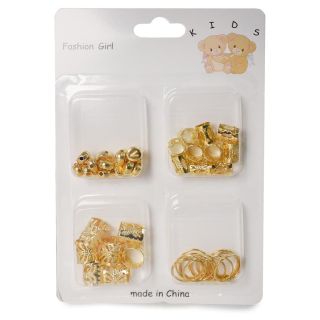 Figuras Decorativas De Metal En Color Dorado Grabadas Para Cabello En Blíster 4 Modelos 14 Cm | XQ-42-489