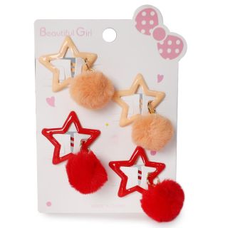 Cucas De Metal En Forma De Estrellas Con Pompones Colgantes Blíster 4 Piezas 10 Cm | XQ-47-770