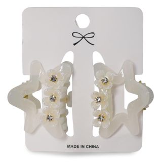 Pinzas Medianas De Plástico Ovaladas En Forma De Estrellas Con Líneas De Flores 4.5 Cm | XQ-47-798