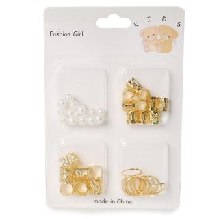Figuras Decorativas De Metal En Color Dorado Grabadas Y Perlas Para Cabello En Blíster 14 Cm | XQ-42-489