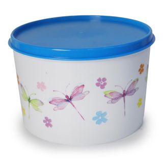 Toper Contenedor Lucena Plástico Blanco Estampado Libélulas Tapa Colores 13.5 X 9.5 Cm | LUCENA