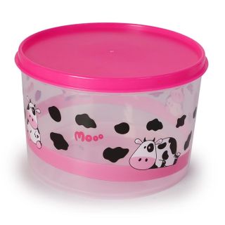 Toper Contenedor Lucena Plástico Transparente Vacas Tapa Rosa De 14 X 9 Cm | LUCENA