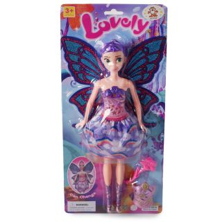 Muñeca Princesa Hada Con Cabello En Color Morado Y Alas Con Glitter Y Accesorios 31 Cm | CAT-26130