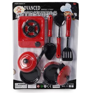 Accesorios De Cocina Chicos En Color Rojo Con Espatulas Y Ollas En Color Negro Rojo 28 Cm | CAT-26112