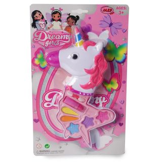 Set De Cosméticos Infantiles De Colores Con Brillos En Estuche Blanco Figura Unicornio 14 Cm | LO-042581