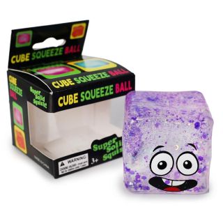 Cubo Squeeze Apachurrable Grande De Gel En Varios Colores Transparente Glitter Carita De 6 Cm | CL-SY30243