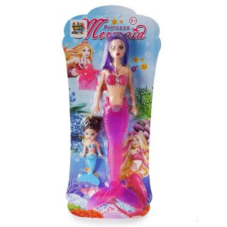 Princesa De Plástico Mermaid Sirena Con Movimiento Y Niña Sirena En Color Morado 34 Cm | YS82928