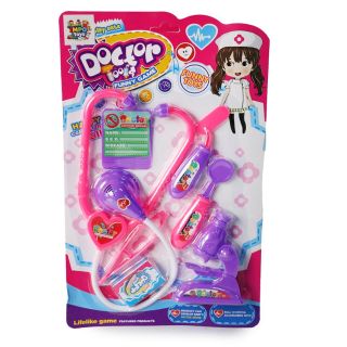 Juego Doctora Con Estetoscopio Tabla Y Accesorios De Plástico En Color Rosa 34.5 Cm | JM00947