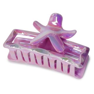 Pinza Chica De Plástico En Colores Claros Tornasol Rectangular Con Estrella Ovalada 7.2 Cm | TJZ-2657