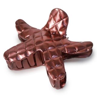 Pinza Grande De Plástico Metalizada Mate En Forma De Estrella Grabada Rombos 9 Cm | TJZ-2655