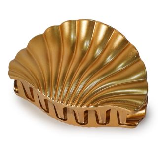 Pinza Grande De Plástico Metalizada Mate En Forma De Concha Grabada Líneas 9 Cm | TJZ-2655