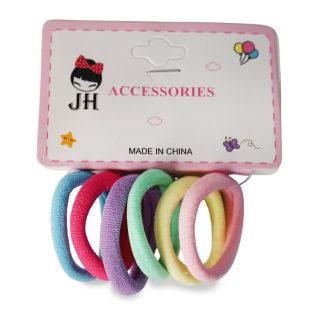 Donas Ligas Licra Mini En Colores Pastel Cartón Blanco Con 6 Donas Para Cabello 3 Cm | JH-A5017