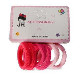Donas Ligas Licra Mini En Colores Rosa Cartón Blanco Con 6 Donas Para Cabello 3 Cm | JH-A5017