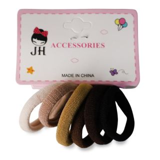 Donas Ligas Licra Mini En Colores Café Cartón Blanco Con 6 Donas Para Cabello 3 Cm | JH-A5017