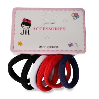 Donas Ligas Licra Mini En Colores Escolares Cartón Blanco Con 6 Donas Para Cabello 3 Cm | JH-A5017