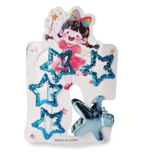 Cucas De Metal En Forma De Estrella Cubiertas De Glitter Y Pinza Ovalada Cromada 12 Cm | ZXQ04552