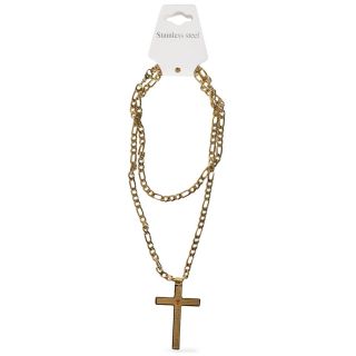 Collar Cadena Delgada De Acero Inoxidable En Color dorado Con Dije Cruz Grabada 25 Cm | ZXQ04809