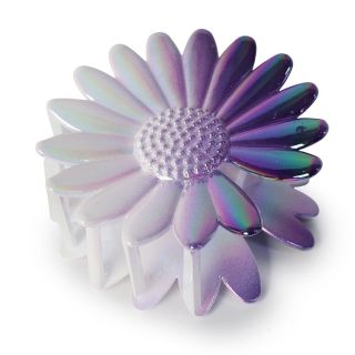 Pinza Grande De Plástico En Forma De Flor Girasol Blanco Con Colores Metalizados 7.5 Cm | ZXQ04988