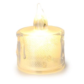 Lámpara Chica De Plástico En Forma De Vela Blanca Con Brillos Y Luz Cálida 5 Cm | HM26M-106