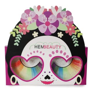 Pestañas Postizas Hembeauty En Colores Metalizados De Fantasia En Caja Catrina 11 Cm | 24V-9