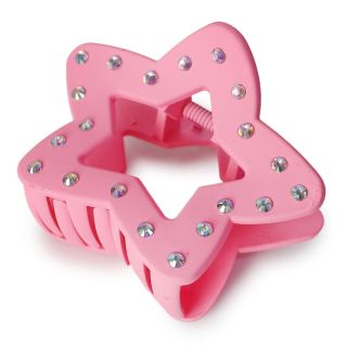 Pinza Grande De Plástico En Forma De Estrella Ovalada Mate Varios Colores Con Pedrería 8 Cm | HM26M-303