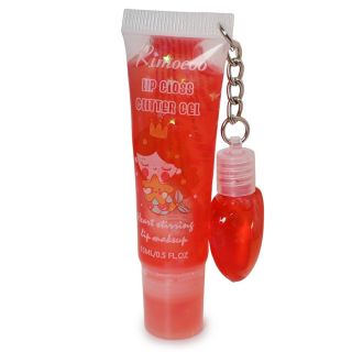 Lip Gloss Brillo Rimcoco Con Glitter Figuras De Colores Envase Transparente Llavero Corazón 8.8 Cm | R1267