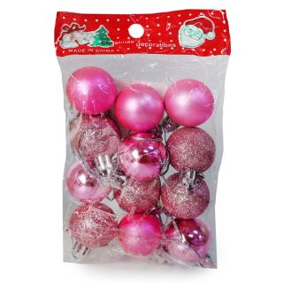 Esferas Navideñas Mini Metalizadas Y Cubierta De Glitter Color Rosa Bolsa 12 Esferas 11.5 Cm | ND-S-03A